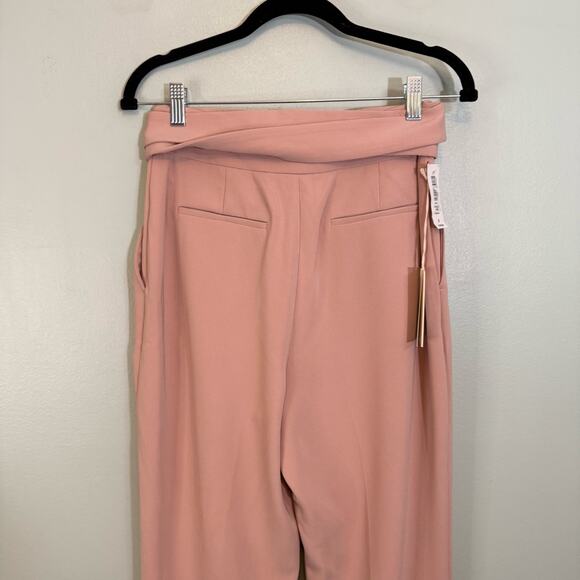 Aritzia Wilfred Feuille Pants Womens 7 Roebuck Pink Straight Leg Belted Pleated - Picture 8 of 11